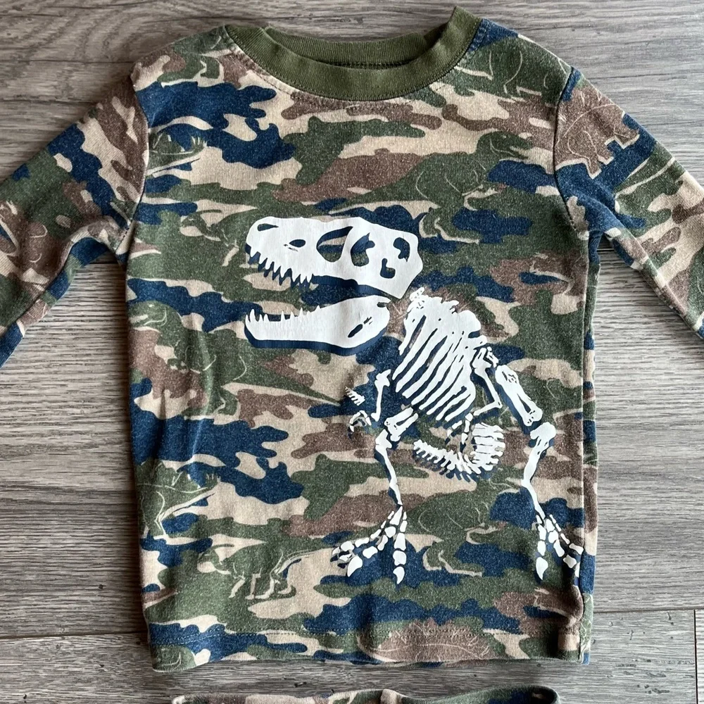 Member’s Mark Boy’s Favorite Pajamas Camo Dinosaur 2 Piece Long Sleeve Pants 2T